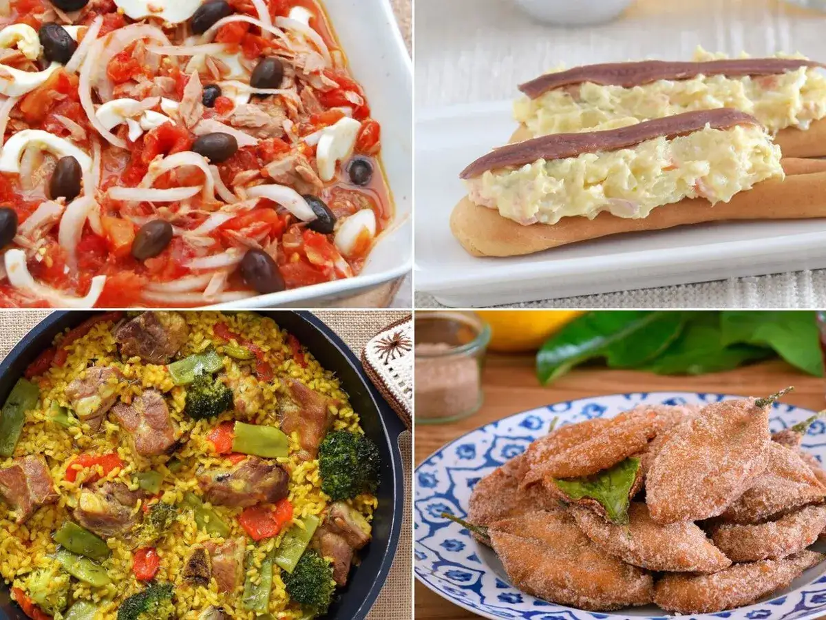 Ensalada de tomate y at&uacute;n, montaditos de patata y anchoa, paella de carne y verduras, y pimientos fritos rebozados. &iexcl;Comidas f&aacute;ciles de hacer y deliciosas!